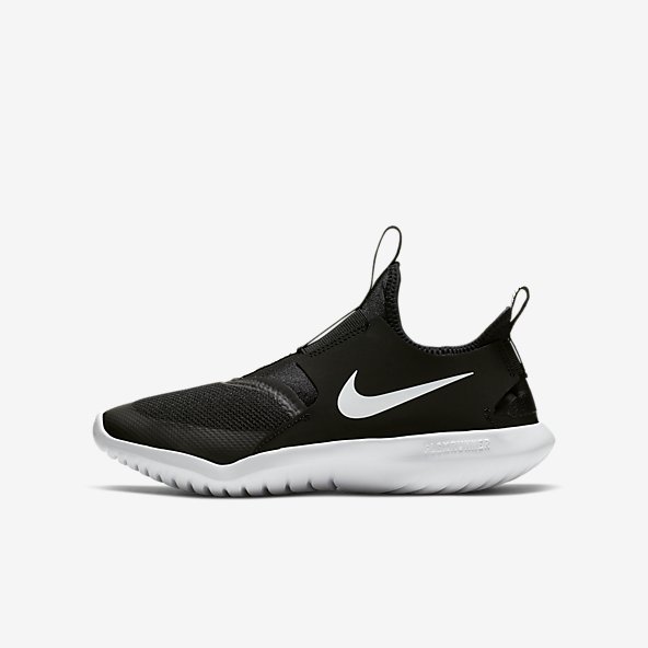 Nike black and white shoes without laces online